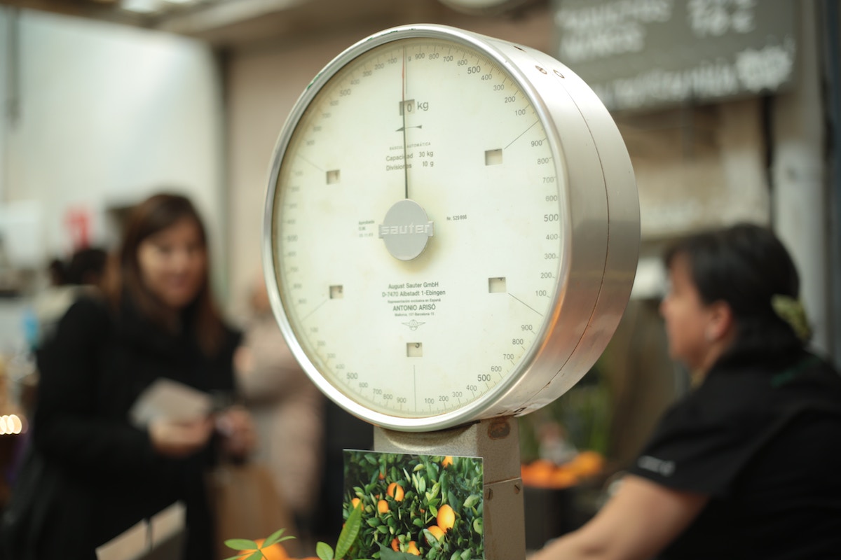 Set of weighing scales in a shop